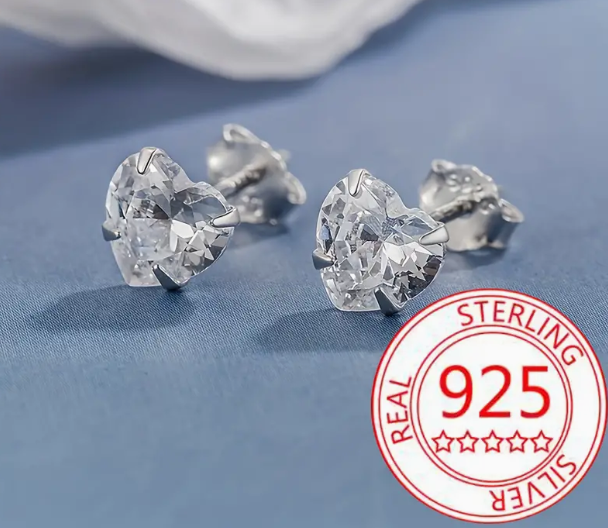 Aritos De Corazón De Amor En Plata Esterlina 925