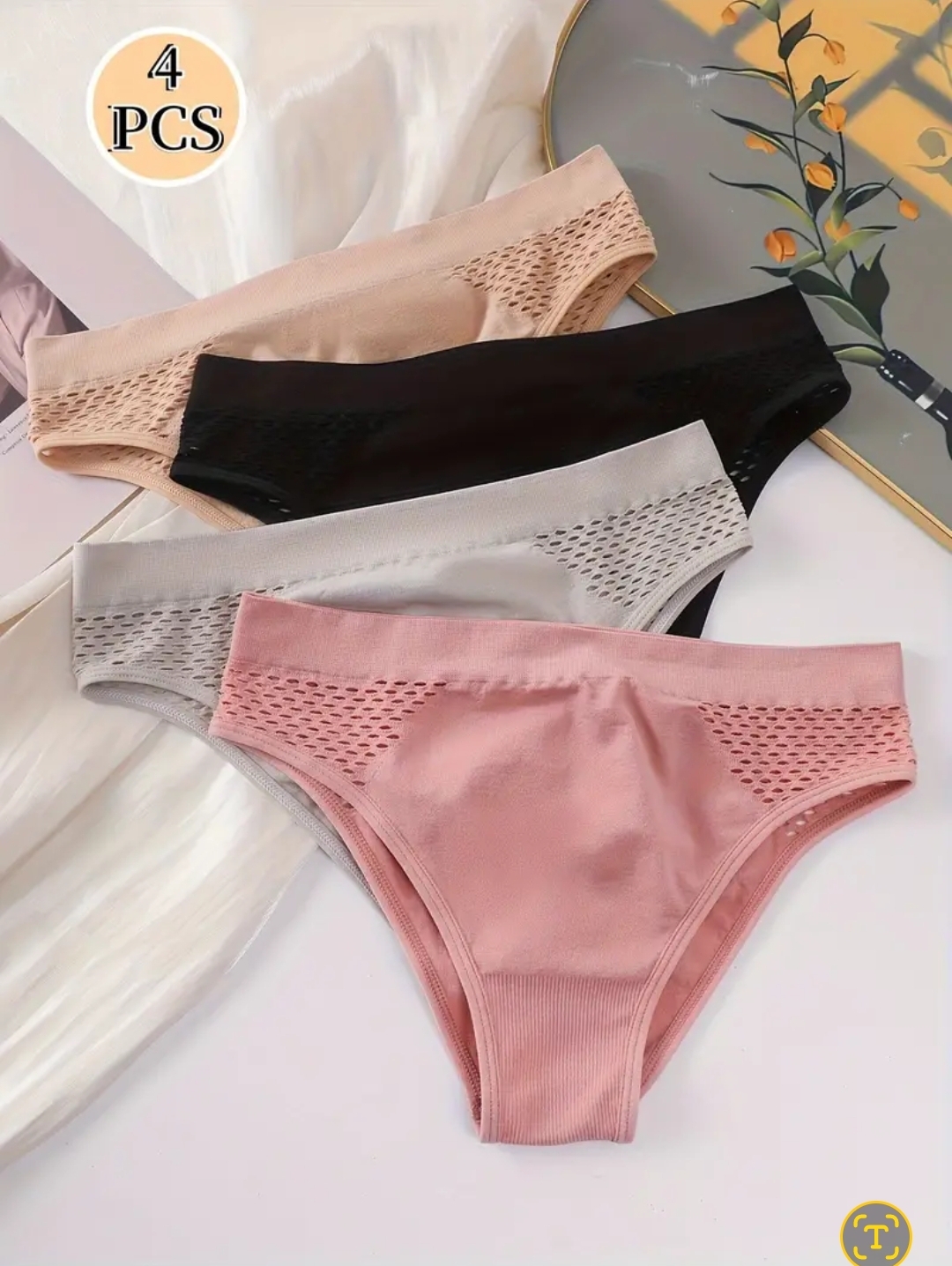 4 pzas Panties Ultra-Transpirables Súper Cómodos con Diseño Hueco