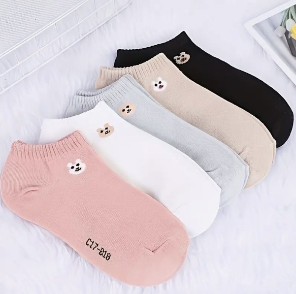 5 Pares De Calcetines Con Estampado De Osito Lindo