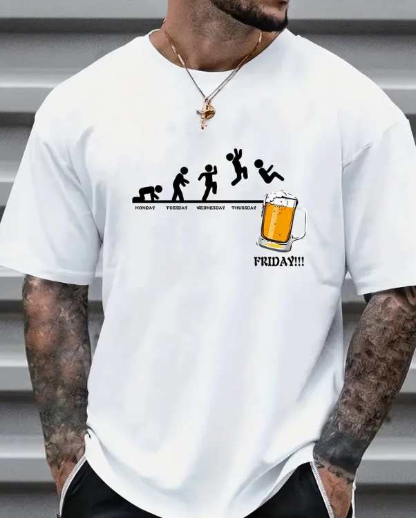 Camiseta Playera con estampado gráfico de cerveza divertida para hombre