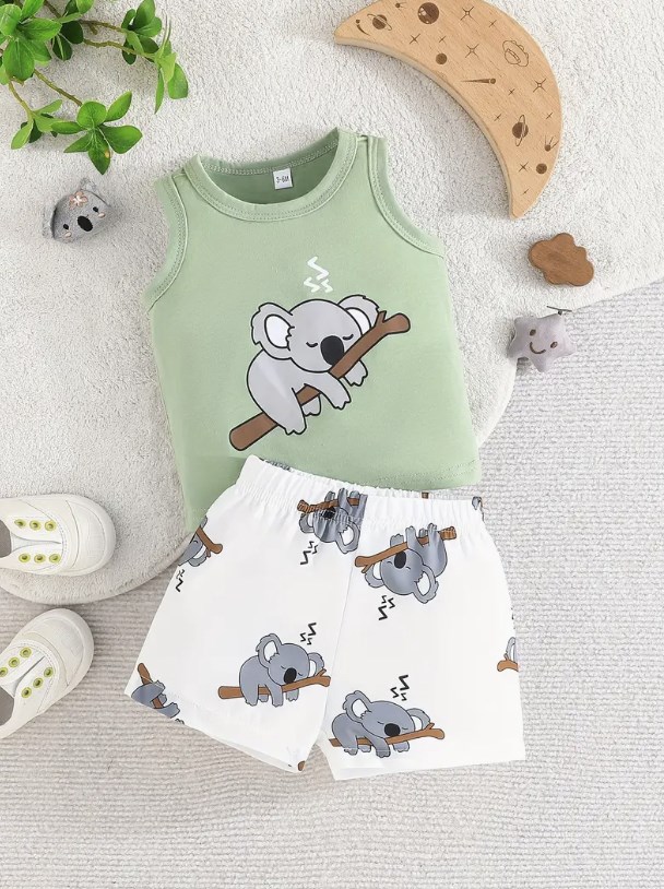 conjunto de verano con estampado de koala para dormir para bebés